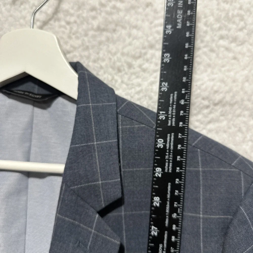 Banana Republic Men's Blazer Jacket Size 42 Gray Tailored Slim Fit‎ Windowpane